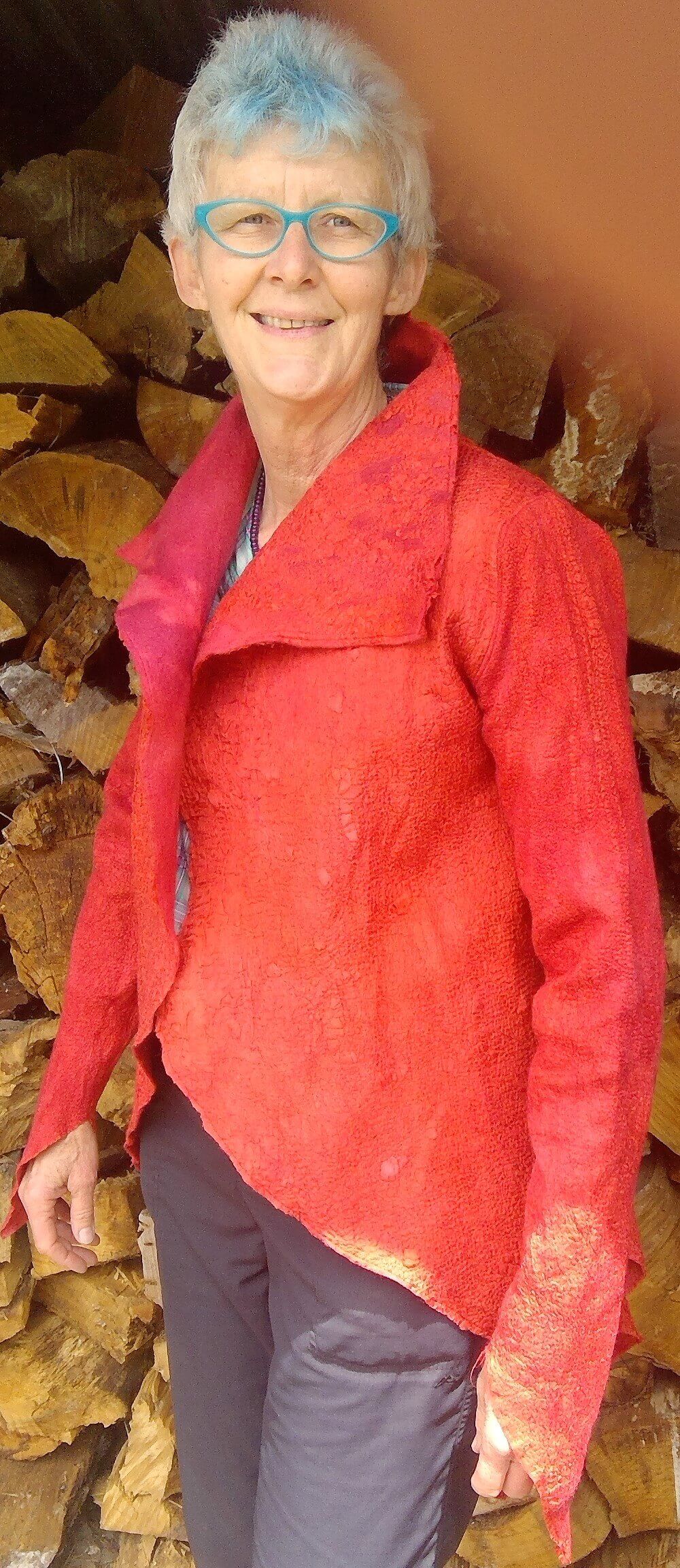 Handfelted and Handdyed, Silk paj and Ultrafine Merino       12 micron merino.