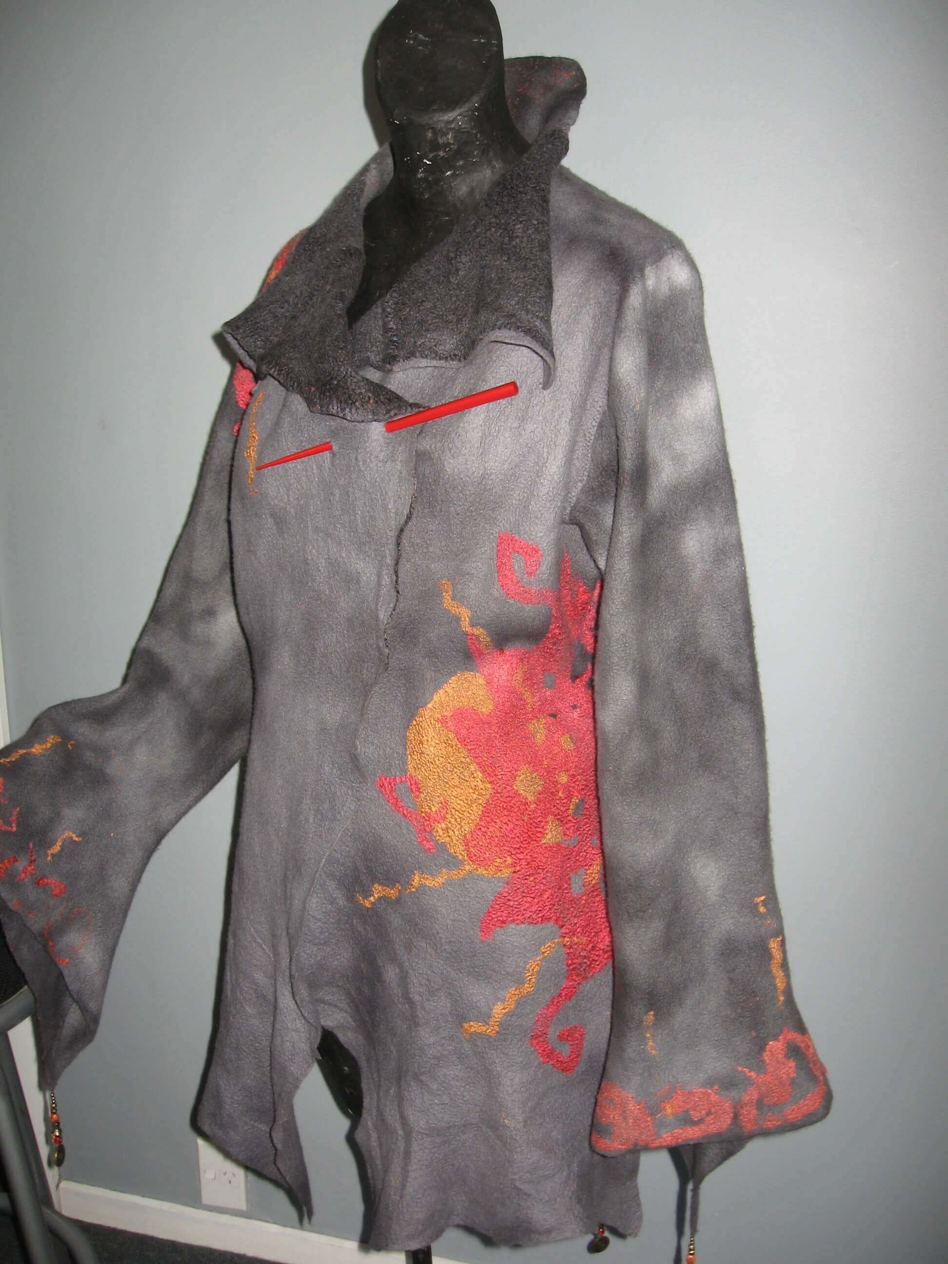 Felt Jacket, Handdyed 18.9 micron Superfine merino with silk fibre sun.